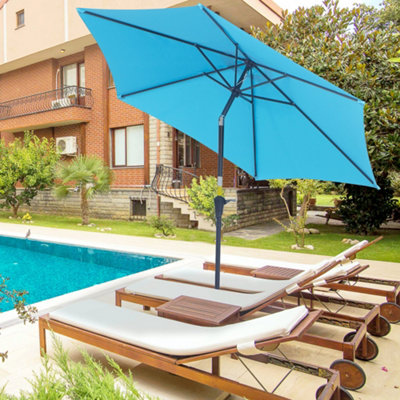 Outsunny Patio Umbrella Parasol Sun Shade Garden Aluminium Blue 2.7M