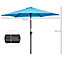 Outsunny Patio Umbrella Parasol Sun Shade Garden Aluminium Blue 2.7M