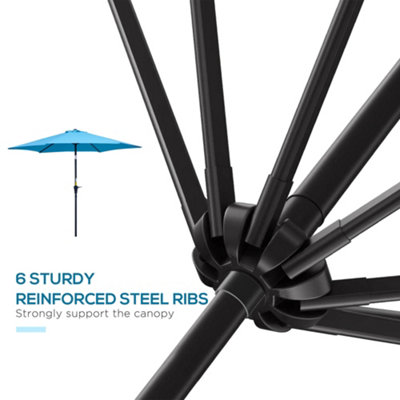 Outsunny Patio Umbrella Parasol Sun Shade Garden Aluminium Blue 2.7M - 7