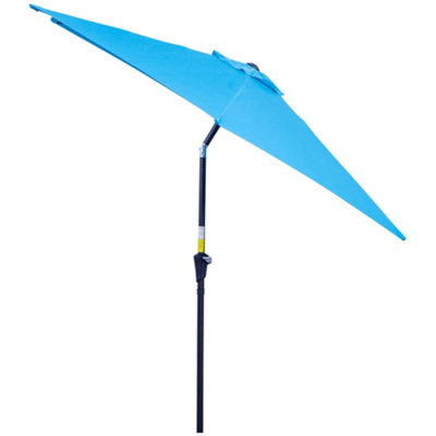 Outsunny Patio Umbrella Parasol Sun Shade Garden Aluminium Blue 2.7M - 8
