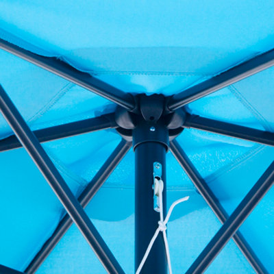Outsunny Patio Umbrella Parasol Sun Shade Garden Aluminium Blue 2.7M - 9