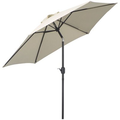 Outsunny Patio Umbrella Parasol Sun Shade Garden Aluminium Cream White 2.6M