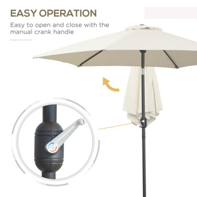 Outsunny Patio Umbrella Parasol Sun Shade Garden Aluminium Cream White 2.6M