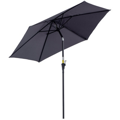 Outsunny Patio Umbrella Parasol Sun Shade Garden Aluminium Grey2.6M