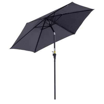 Outsunny Patio Umbrella Parasol Sun Shade Garden Aluminium Grey2.6M