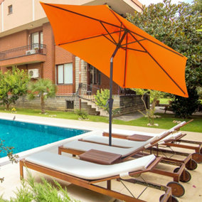 Outsunny Patio Umbrella Parasol Sun Shade Garden Aluminium Orange 2.6M