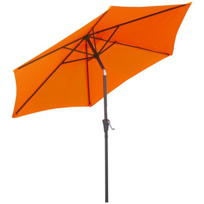 Outsunny Patio Umbrella Parasol Sun Shade Garden Aluminium Orange 2.7M