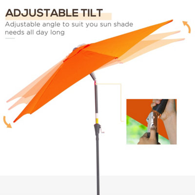 Outsunny Patio Umbrella Parasol Sun Shade Garden Aluminium Orange 2.7M - 4