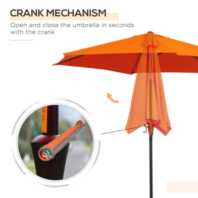 Outsunny Patio Umbrella Parasol Sun Shade Garden Aluminium Orange 2.7M - 5
