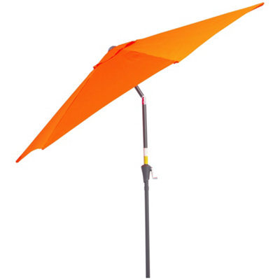 Outsunny Patio Umbrella Parasol Sun Shade Garden Aluminium Orange 2.7M - 8