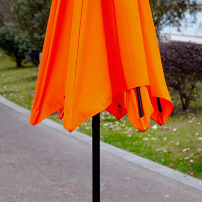 Outsunny Patio Umbrella Parasol Sun Shade Garden Aluminium Orange 2.7M - 9