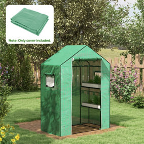 Outsunny PE Greenhouse Cover Replacement with Door and Mesh Windows, Green