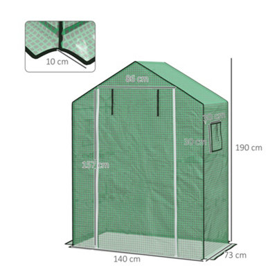 Outsunny PE Greenhouse Cover Replacement with Door and Mesh Windows, Green
