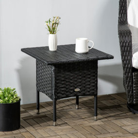 Outsunny PE Rattan Outdoor Coffee Table, Easy Match Rattan Side Table, Black