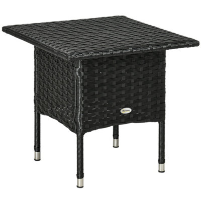 Deck Box Outsunny Outdoor PE Wicker Side Table Small Square Rattan - Main Image