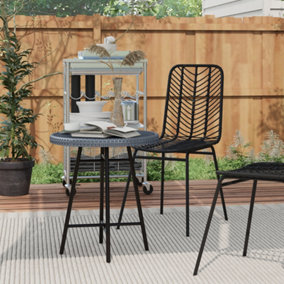 Outsunny PE Rattan Side Table for Indoor, Outdoor, Balcony, Patio, Grey
