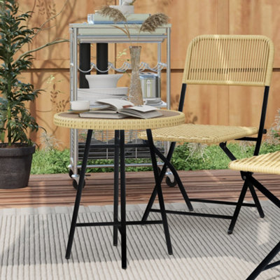 Outsunny PE Rattan Side Table for Indoor, Outdoor, Balcony, Patio, Natural