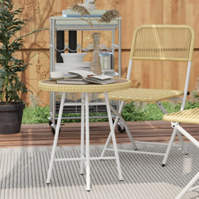 Outsunny PE Rattan Side Table for Indoor, Outdoor, Balcony, Patio, Natural