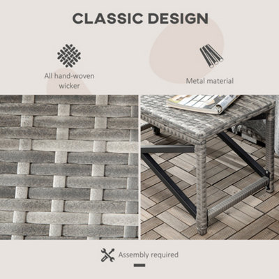 Outsunny PE Wicker Outdoor Coffee Table, Rattan Side Table w/ Plastic Board