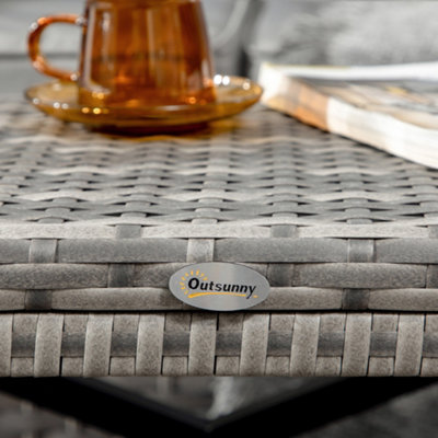 Outsunny PE Wicker Outdoor Coffee Table, Rattan Side Table w/ Plastic Board