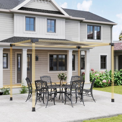 Outsunny Pergola Kit with 3-Way Corner Brackets & Post Base for 92mm Lumber