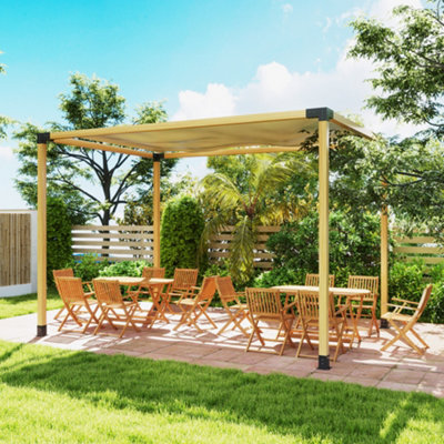 Outsunny Pergola Kit with 3-Way Corner Brackets & Post Base for 92mm Lumber