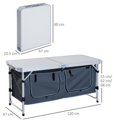 Outsunny Picnic Table Camping Folding Portable Dining Storage Garden Outdoor - 3