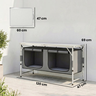 Outsunny Picnic Table Camping Folding Portable Dining Storage Garden ...
