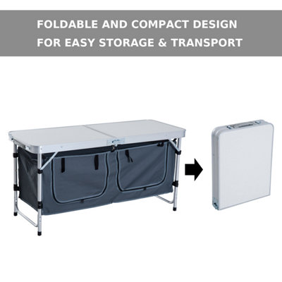 Outsunny Picnic Table Camping Folding Portable Dining Storage Garden Outdoor - 4