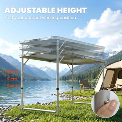 Outsunny Picnic Table Camping Folding Portable Dining Storage Garden ...