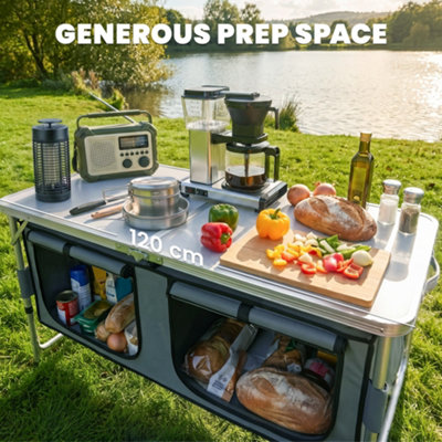 Outsunny Picnic Table Camping Folding Portable Dining Storage Garden ...