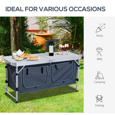 Outsunny Picnic Table Camping Folding Portable Dining Storage Garden Outdoor - 7