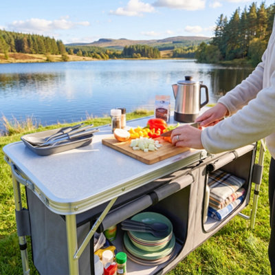 Outsunny Picnic Table Camping Folding Portable Dining Storage Garden ...