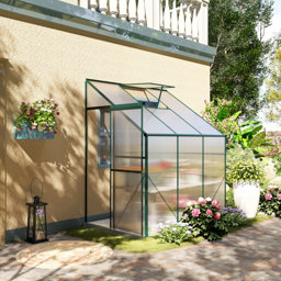 Outsunny Polycarbonate,Aluminium 6 x 4ft Greenhouse with Adjustable vent