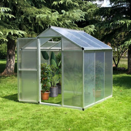 Outsunny Polycarbonate,Aluminium 6 x 6ft Greenhouse with Adjustable vent