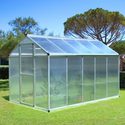 Outsunny Polycarbonate,Aluminium 6x10ft Greenhouse with Adjustable vent
