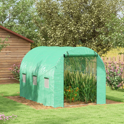 Outsunny Polytunnel Green House with Sprinkler System, Wide Door, 3 x 2m