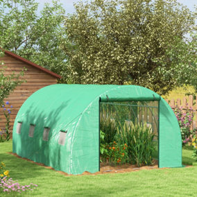 Outsunny Polytunnel Green House with Sprinkler System, Wide Door, 4 x 3(m)