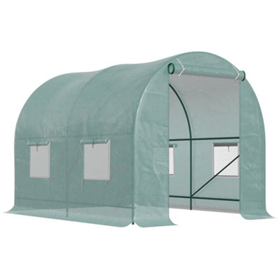 Outsunny Polytunnel Greenhouse Outdoor Grow House Roll Up Door Windows 2.5x2x2m