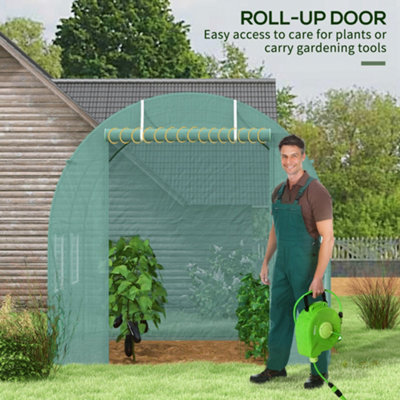 Outsunny Polytunnel Greenhouse Outdoor Grow House Roll Up Door Windows 2.5x2x2m - 5