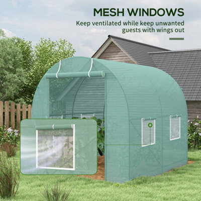 Outsunny Polytunnel Greenhouse Outdoor Grow House Roll Up Door Windows 2.5x2x2m - 6