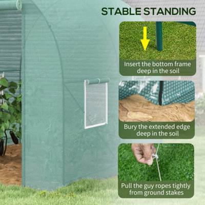 Outsunny Polytunnel Greenhouse Outdoor Grow House Roll Up Door Windows 2.5x2x2m - 7