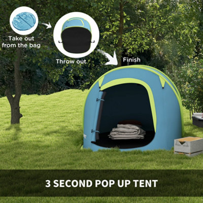 Outsunny Pop up Camping Tent for 2 Man, 2000mm Waterproof with Carry Bag, Blue