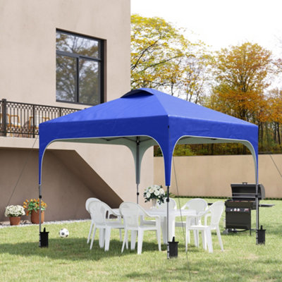 Outsunny Pop Up Gazebo Foldable w/ Wheeled Carry Bag & 4 Weight Bags, Blue