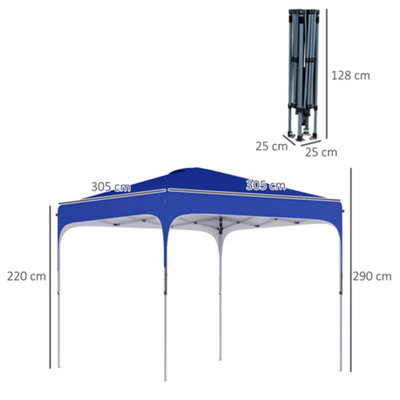 Outsunny Pop Up Gazebo Foldable w/ Wheeled Carry Bag & 4 Weight Bags, Blue
