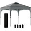 Outsunny Pop Up Gazebo Foldable w/ Wheeled Carry Bag & 4 Weight Bags, Grey
