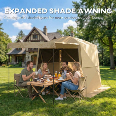 Outsunny Instant Pop-Up Zelt Fr 2-3 Personen - Wasserdichtes Familien  Kuppelzelt Khaki Schnelles Aufbau Zelt