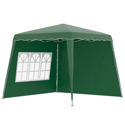 Outsunny Pop Up Gazebo with 2 Sides, Slant Legs and Carry Bag, Height Adjustable UV50+ Party Tent Event Shelter, Green