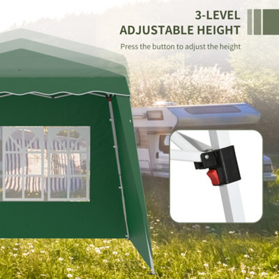 Outsunny Pop Up Gazebo with 2 Sides, Slant Legs and Carry Bag, Height Adjustable UV50+ Party Tent Event Shelter, Green