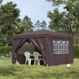 Outsunny Pop Up Water Resistant Wedding Camping Party Tent Coffee Square Gazebo, (W)3m (D)3m